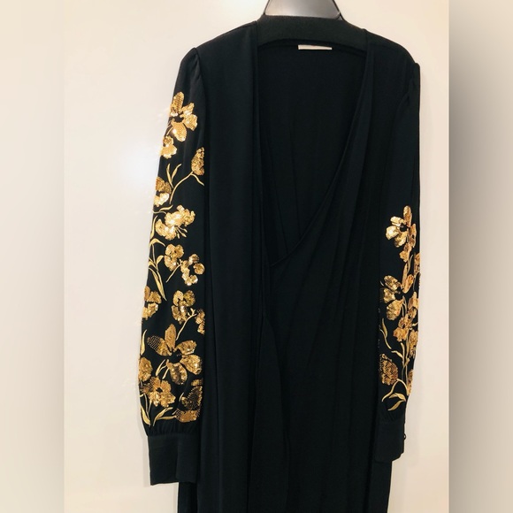 Tory Burch Embroidered Floral Wrap Dress - Black - Picture 6 of 8